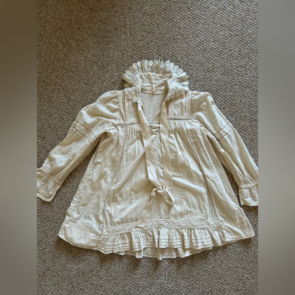 Free People 5 O'clock Tea Time Mini Dress Ivory Color Cotton size XS - Picture 8 of 11